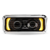 Black Heated Universal LED Projector Headlight Assembly with Optional Backlit Auxiliary