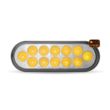 Red Stop, Turn & Tail to Amber Strobe LED Oval Light (12 Diodes)