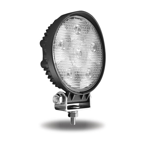 Universal White Round Spot Work Light - Clear Lens - Black Housing (6 Diodes) - 600 Lumens