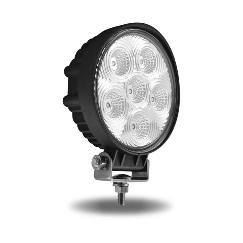 Universal White Round Work Light with Flood Beam - Clear Lens - Black Housing (6 Diodes) - 2400 Lumens