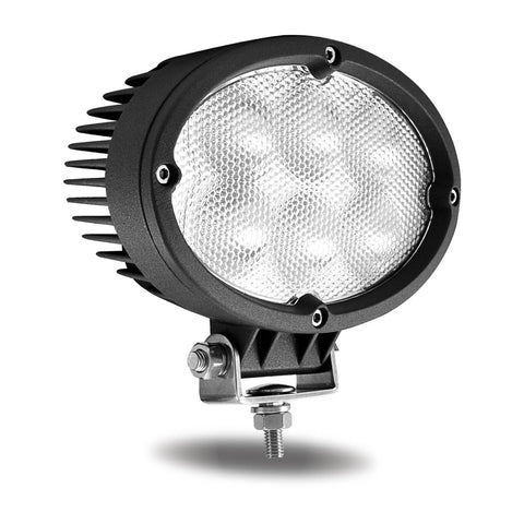 Universal White Cree Oval Flood Work Light - Clear Lens - Black Housing (6 Diodes) - 5400 Lumens