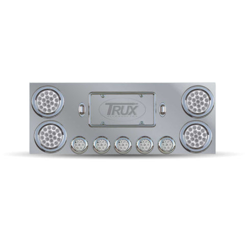 Rear Center Panel with 4" Red Stop, Turn & Tail to Green Auxiliary LEDs / 2.5" Red Stop, Turn & Tail to Green Auxiliary LEDs / 2 License LEDs