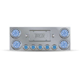 Rear Center Panel with 4" Red Stop, Turn & Tail to Blue Auxiliary LEDs / 2.5" Red Stop, Turn & Tail to Blue Auxiliary LEDs / 2 License LEDs