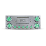 Rear Center Panel with 4" Red Stop, Turn & Tail to Green Auxiliary LEDs / 2.5" Red Stop, Turn & Tail to Green Auxiliary LEDs / 2 License LEDs